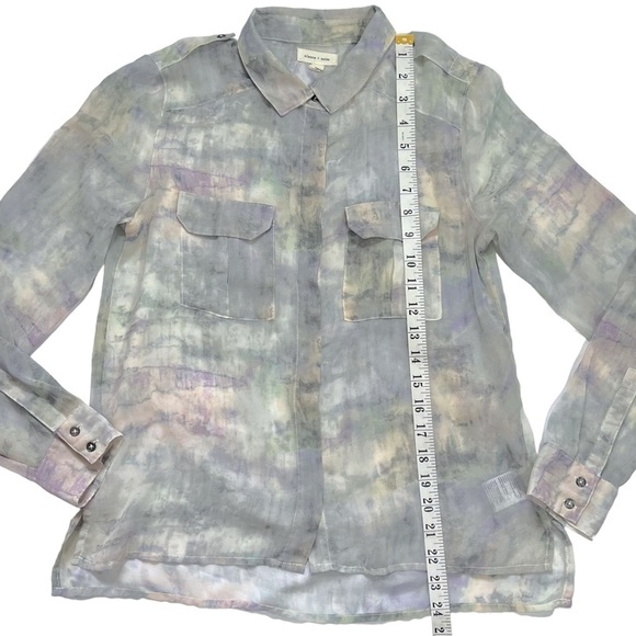 Silence + Noise Semi Sheer Muted Watercolor Button Down Blouse sz S - Picture 10 of 15